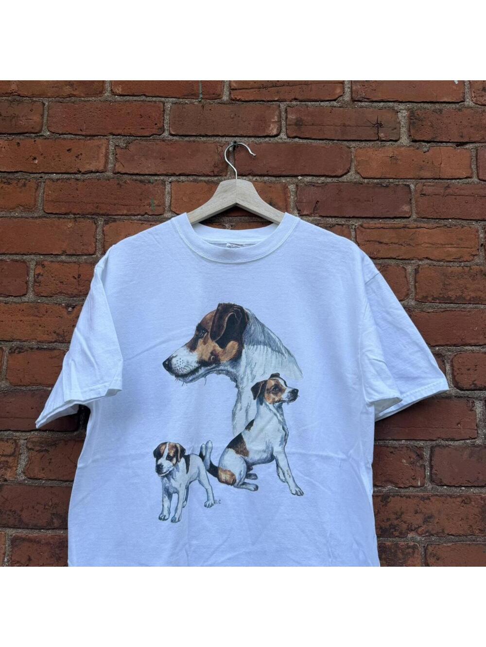 vintage jack Russell dog t shirt 00s L